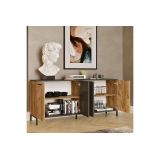Buffet Moderno de 4 Puertas - Color Gris Oscuro-Roble - 160x40x72cm - Elegante Almacenamiento para Comedor.