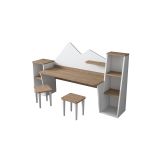 Mesa de Escritorio Infantil para Niños, Color Nogal y Blanco, 180x45x93.5 cm