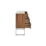 Cómoda de Madera Maciza Nogal-Negro con Patas Metálicas