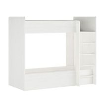 Litera Doble con Escalera - Blanco Veteado y Pino, 198.4 cm (Largo) x 98 cm (Ancho) x 72 cm (Alto)