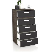 Sinfonier 5 Cajones, Cómoda, Color Negro, Medidas: 60 cm (Largo) x 109,4 cm (Alto) x 39,6 cm de (Fondo) – Meyvaser