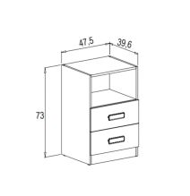 Mesita de noche - Dormitorio o Mesa Auxiliar Salón, Natural y Blanco Veteado, 47.5 x 73 x 39.6 cm