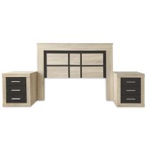 BricoExpo - Pack Cabecero de 160 x 120 cm + 2 Mesitas de Noche | Color Cambria y Grafito (para Cama de 135-140 o 160)