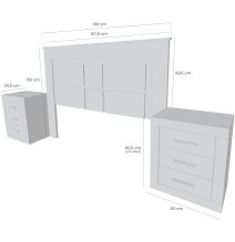 BricoExpo - Pack Cabecero de 160 x 120 cm + 2 Mesitas de Noche | Color Cambria y Grafito (para Cama de 135-140 o 160)