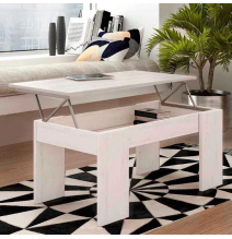 Mesa de Centro Elevable, Mesita de Salón, Acabado en Color Gris Polar, Medidas: 90 cm (An) x 50 cm (Fo) x 46-57 cm (Al)