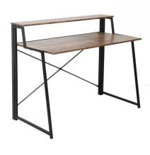 Escritorio Plegable de Doble Altura – Nogal con Estructura Metálica Negra, 120x62x75 cm