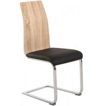 Pack 4 sillas de Comedor, Acabado en símil Piel Color Negro y Madera, Medidas: 44 cm (An) x 57 cm (Lar) x 97 cm (Al)