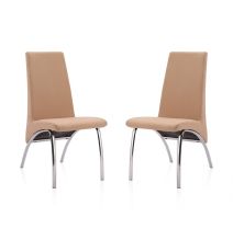 Pack 2 Sillas de Comedor, Sillas para Salón, Acabado en Tejido Beige, Medidas: 44 cm (Ancho) x 61 cm (Largo) x 95 cm (Alto)