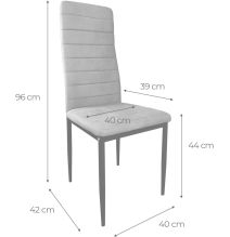 Pack de 6 Sillas Tapizadas para Comedor/Salón – Marengo y Patas Blancas en Aluminio, Dimensiones: 40 cm x 42 cm x 96 Cm