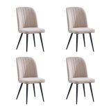 Pack de 4 Sillas Modernas para Comedor– Tapizado en Color Beig con Patas Metálicas Negras, Medidas: 46 cm x 55 cm x 92 cm