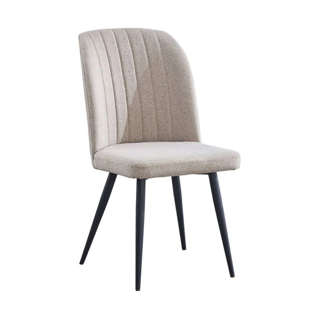 Pack de 4 Sillas Modernas para Comedor– Tapizado en Color Beig con Patas Metálicas Negras, Medidas: 46 cm x 55 cm x 92 cm