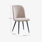 Pack de 4 Sillas Modernas para Comedor– Tapizado en Color Beig con Patas Metálicas Negras, Medidas: 46 cm x 55 cm x 92 cm