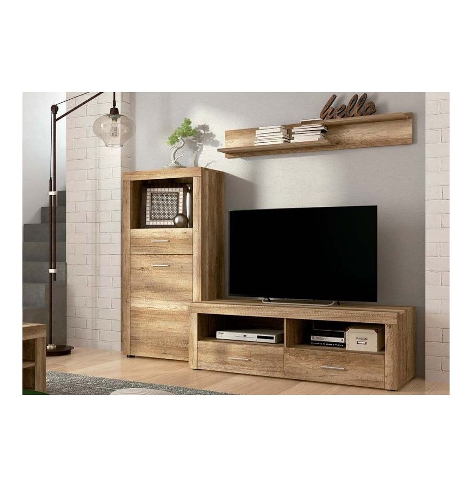 Mueble de Comedor, Mueble Salón, Acabado en Color Cañón, Medidas: 201 cm (Ancho) x 135 cm (Alto) x 41,4 cm (Fondo)