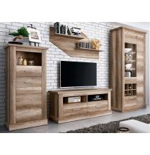 Mueble de Comedor, Mueble Salón, Acabado en Color Cañón, Medidas: 297 cm (Ancho) x 201,6 cm (Alto) x 41,8 cm (Fondo)