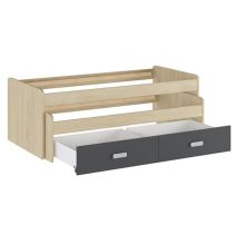 Cama Nido Juvenil Doble con Cajones de Almacenaje – Puccini Grafito, 198.4 cm Largo x 98 cm Ancho x 72 cm Alto