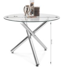 Mesa de Comedor Redonda | Tapa de Cristal y Pata Cromada | Diámetro 110 cm.