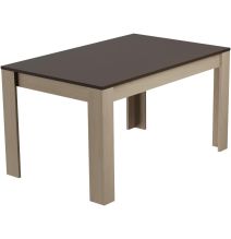 Mesa de Comedor, Mesa de Salón Fija, Color Roble - Grafito, Medidas: 140 cm (Largo) x 80 cm (Ancho) x 75 cm (Alto)