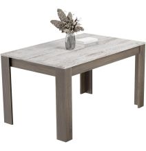 Mesa de Comedor, Mesa de Salón Fija, Color Trufa y Cañon, Medidas: 140 cm (Largo) x 80 cm (Ancho) x 75 cm (Alto)