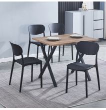 Mesa Comedor Madera, Patas metálicas Negras, Mesa Rectangular, Medidas 100 cm (Largo) x 70 cm (Ancho) 76 cm (Alto)