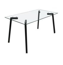 Mesa de Cristal Fija para Comedor - Patas Negras de Metal | Alta Calidad y Estilo Versátil | 140x80 x 75 cm