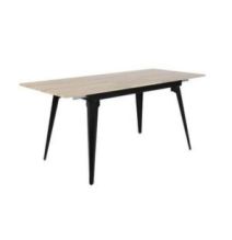 Mesa de Comedor Extensible Moderna – Acabado en Color Roble y Patas Negro Mate | Ajustable de 140/180x 80x 75 cm