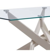 Mesa de Comedor Fija | Tapa de Cristal y Patas Metálicas | Medidas: 140 x 90 x 76 cm (Largo x Ancho x Alto)