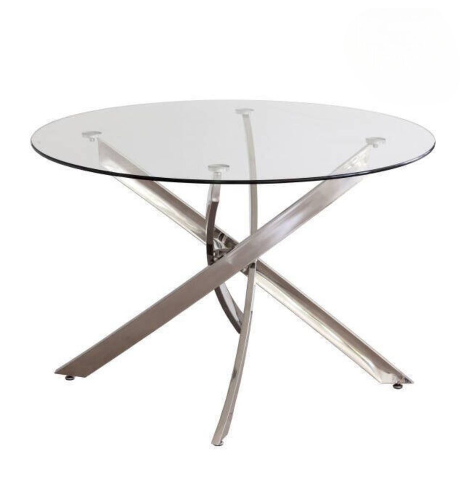 Mesa Redonda con Tapa de Cristal y Estructura Metálica Pata Cromada | Medidas: 110 x 73 cm