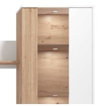 Composición de Salón en Roble Artisan y Blanco con Tiradores y Patas en Color Roble- Medidas 263x40x170 cm