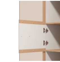 Vitrina Alta en Melamina Color Cashmere y Roble Artisan con 1 Puerta Acristalada - Medidas 59,5x40x192,5 cm