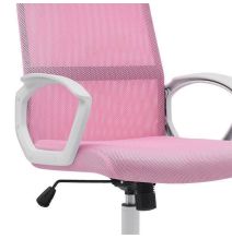 Silla de Oficina Ergonómica con Respaldo en PU Rosa y Tejido 3D Rosa, Reposacabezas Ajustable - Medidas 57,5x54x104-114 cm