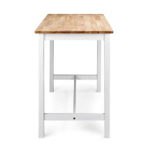 Mesa Alta de Madera Lacada en Blanco Mate con Tapa en Color Roble - Medidas 108x60x91 cm