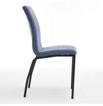 Juego de 4 Sillas con Estructura de Madera Tapizadas en Tela Azul Repelente al Agua y Patas Metálicas -Medidas 43x56x95 cm