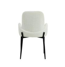 Juego de 2 Sillas con Brazos Tapizadas en Tela Blanca y Patas Metálicas Negras - Medidas 60x57x88 cm