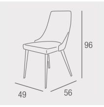 Juego de 4 Sillas Tapizadas en Tela Gris Repelente al Agua con Patas Metálicas en Acabado Crema - Medidas 96x56x40 cm