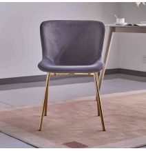 Juego de 4 Sillas con Estructura de Madera Tapizadas en Color Gris oscuro y Patas Acabado Dorado -Medidas 50x54x81 cm