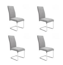 Pack de 4 Sillas de Madera Contrachapada con Relleno de Espuma, Tapizadas en Tela Gris, Patas de Cromo, Medidas 43x49x102 cm