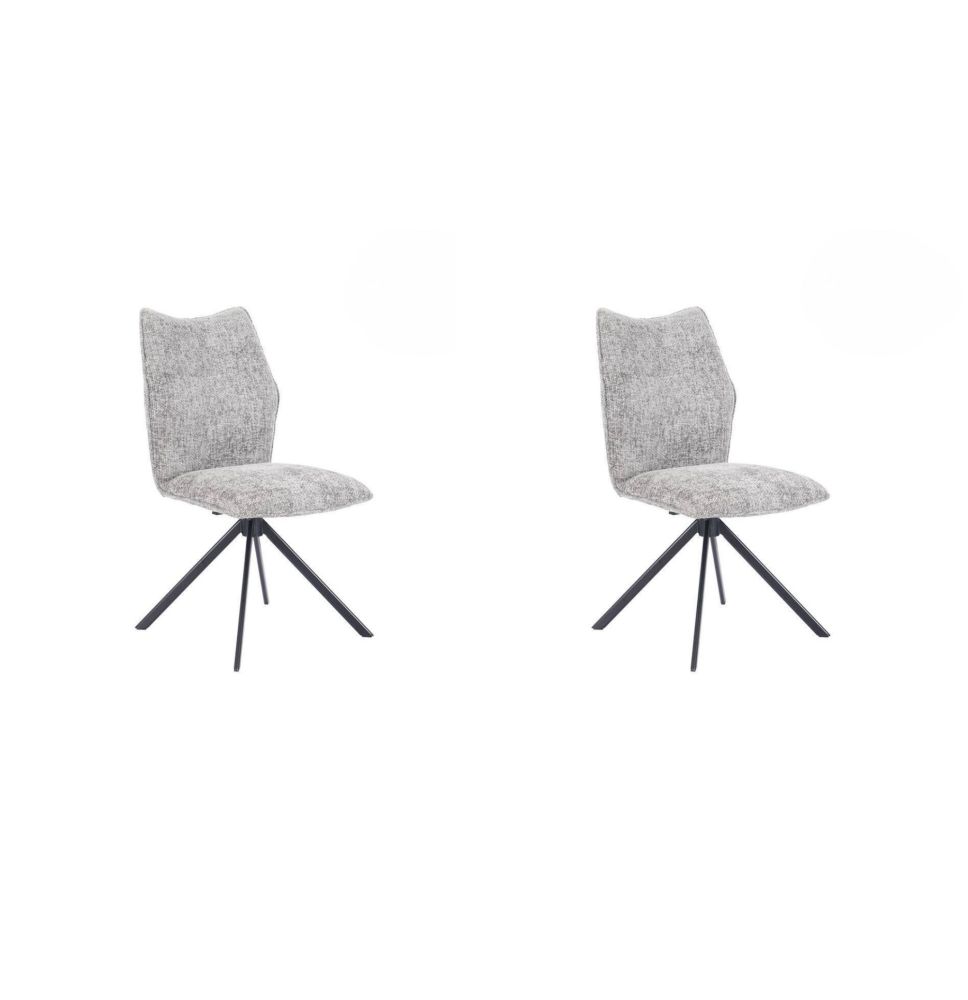 Pack de 2 Sillas Tapizadas en Tela Gris, Patas Negras, Asiento y Respaldo Ergonómicos y Acolchados Medidas 63x48x93 cm