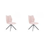 Pack de 2 Sillas Tapizadas en Tela Rosa, Patas Negras
