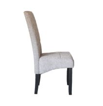 Pack de 2 Sillas Tapizadas en Tela Gris con Patas Negras, Acolchado Cuadrado en Respaldo y Asiento, Medidas 47x62x106.5 cm