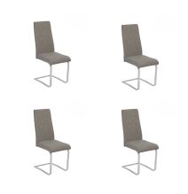 Pack de 4 Sillas Tapizadas en Símil Piel Gris Oscuro con Pata de Tubo Ovalado en Acabado Cromo,Medidas 46x54x110 cm