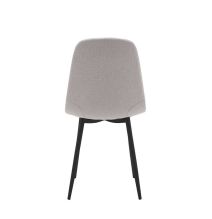 Pack de 4 Sillas con Estructura Tapizada en Tela Beige Claro, Patas Metálicas con Acabado Negro, Medidas 44x53x86 cm