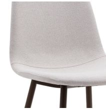 Pack de 4 Sillas con Estructura Tapizada en Tela Beige Claro, Patas Metálicas con Acabado Negro, Medidas 44x53x86 cm