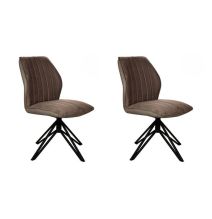 Pack de 2 Sillas con Respaldo y Asiento Tapizados en Tela Marron, Pata Metálica en Acabado Negro Mate, Medidas 62,5x52x93 cm