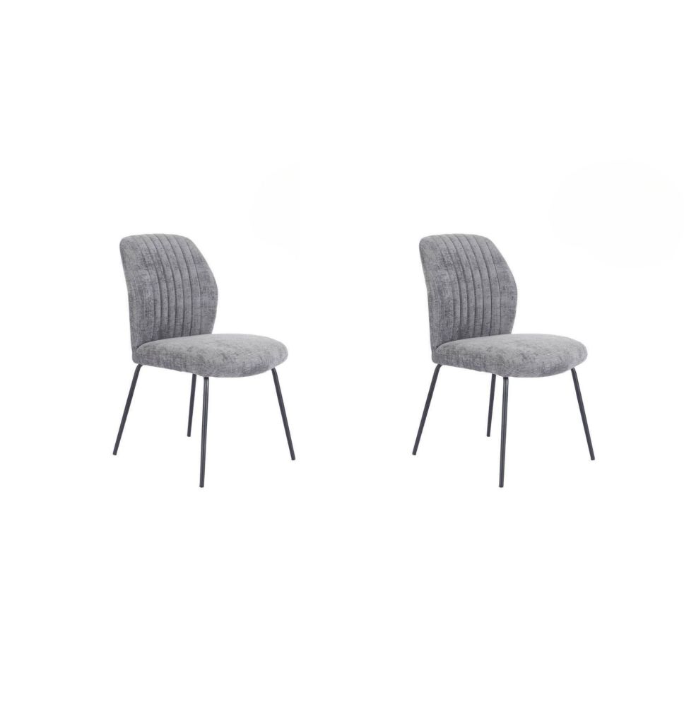 Pack de 2 Sillas Tapizadas en Tela Gris con Patas en Acabado Negro, Asiento y Respaldo Ergonómicos, Medidas 61x47x89 cm