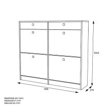 Mueble Zapatero con 4 Puertas y 2 Cajones | Acabado Blanco/Textil | 116,8 x 104,3 x 27 cm