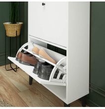 Mueble Zapatero Blanco con 2 Puertas y 1 Cajón | 61,1 x 110 x 25 cm