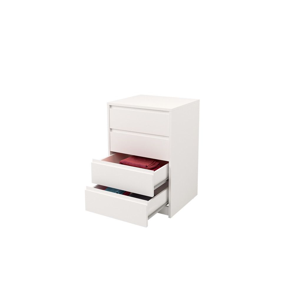 Cómoda Cajonera 4 cajones acabado en blanco. 74cm(alto) 50cm(ancho) 45cm(fondo)
