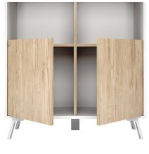 Estantería Decorativa, Librería, Separador Ambientes, Acabado en Roble y Blanco,171 cm (Al) x 80 cm (Anc) x 33,5 cm (Fon)