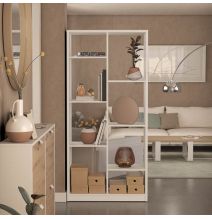 Estantería Alta Salón, Librería, Color Blanco, Medidas: 180 cm (Alto) x 85 cm (Ancho) x 28,5 cm (Fondo