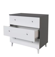 Cómoda con 3 Cajones, para Dormitorio, Acabado en Color Blanco, Medidas: 80 cm (Ancho) x 80 cm (Alto) x 48 cm (Fondo)